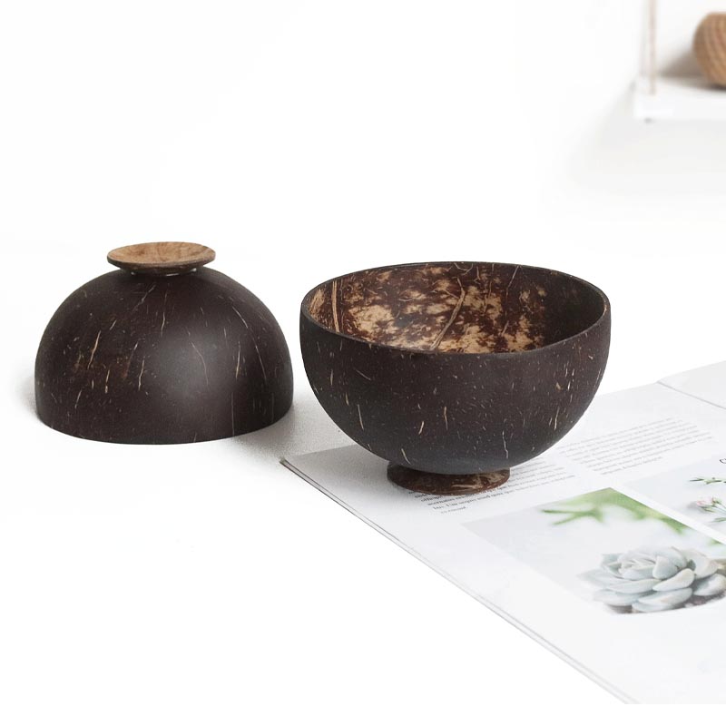 Dim Sum Basket - 1pcs Natural Coconut Bowl Spoon set